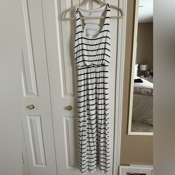 Pink Blush Maternity black and white striped maxi dress - Picture 1 of 7